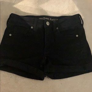 High waisted black jean shorts
